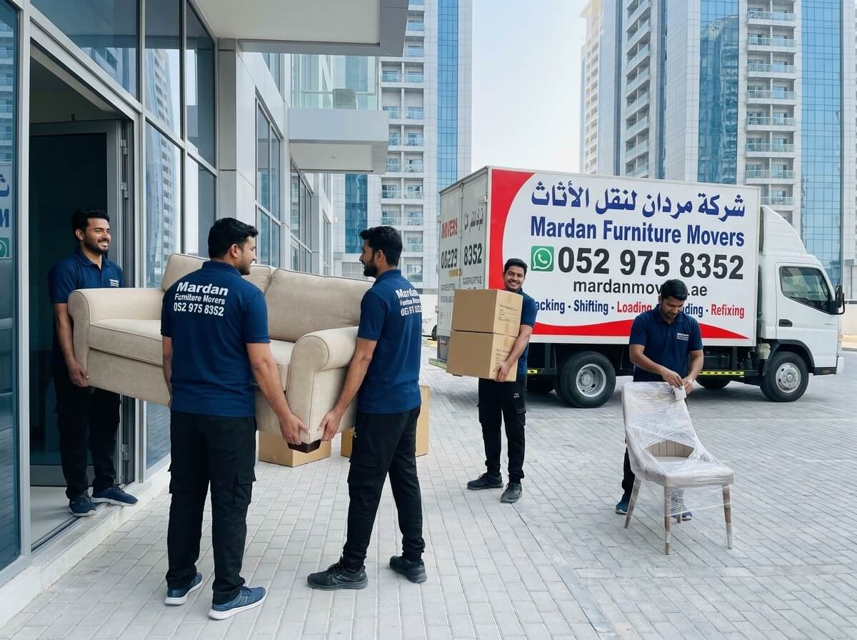 Mardan Movers Abu Dhabi - team and trucks